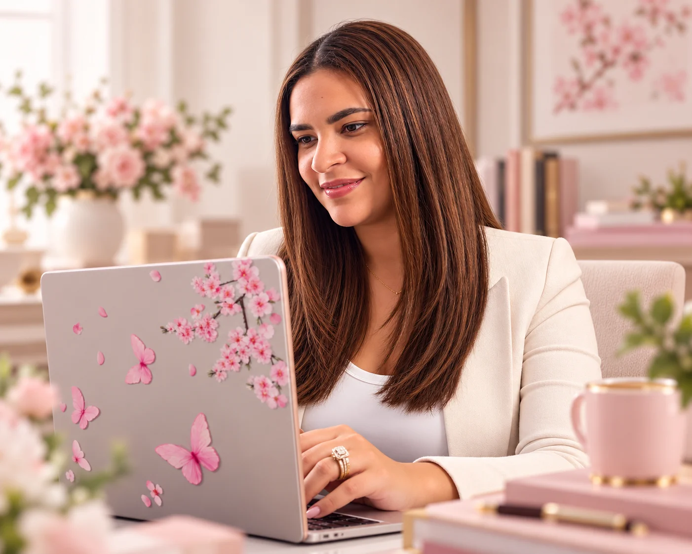 Dania Ramón De Onyebuagu working on a laptop