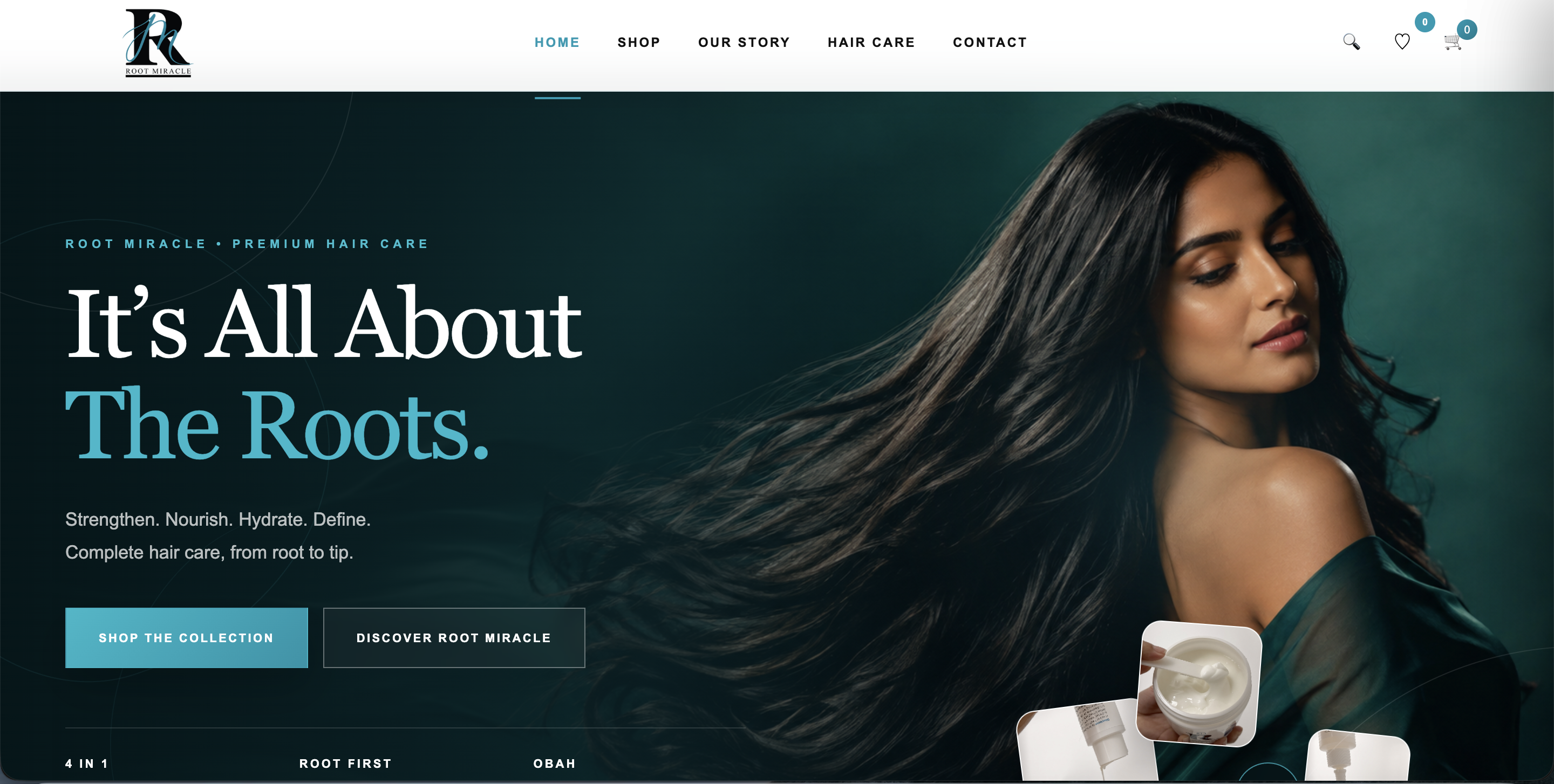 Root Miracle e-commerce homepage